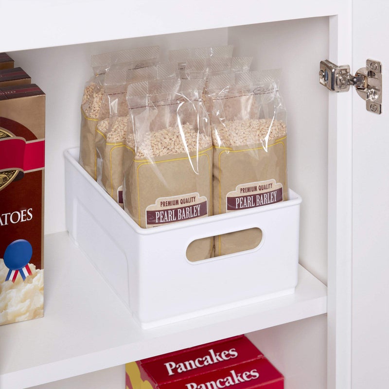 Copco 10-Inch White Cabinet Storage Bin with Built-In Handles and Nonskid Liner, Ideal for Organizing Kitchen, Pantry, Closet Items, High Walls for Larger and Taller Items - Image 2
